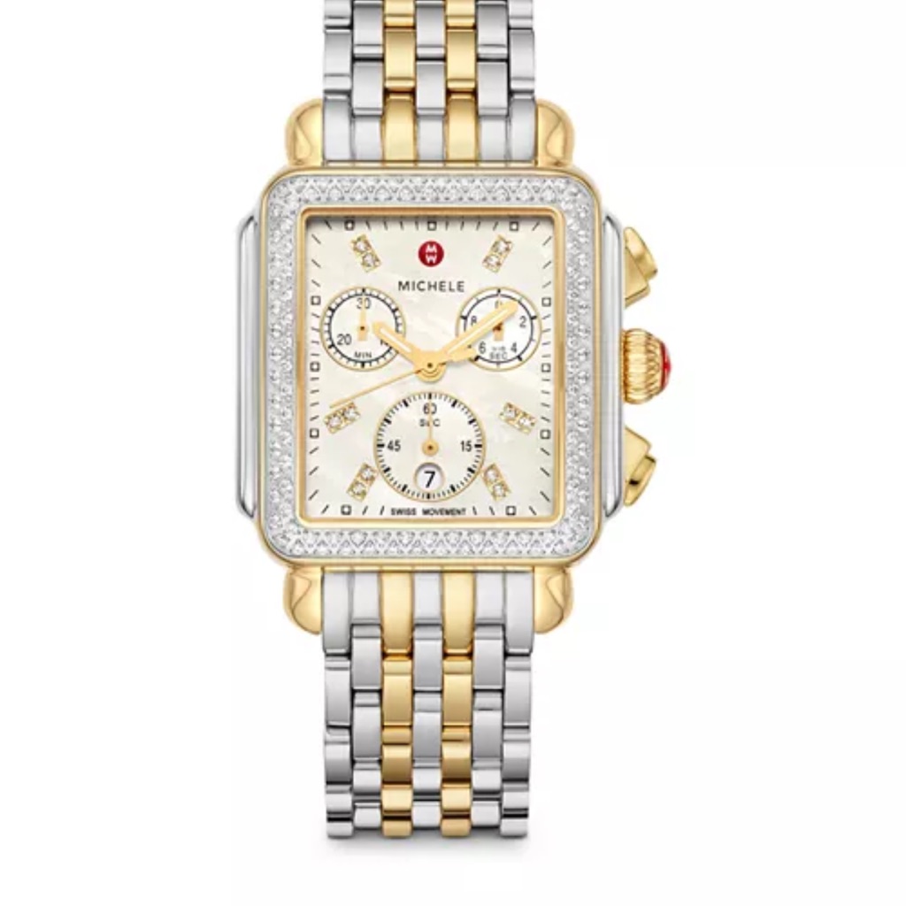Michele Gold And Silver Diamond Chronograph Watch